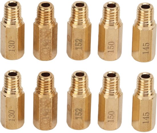 Geschikt voor 10 stuks/set carburateur hoofdsproeier kit 130 132 135 138 140 142 145 148 150 152 vervanging voor Keihin PWK PE OKO KOSO van Merkloos	