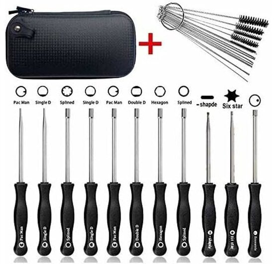 Geschikt voor 11-delige carburateur-afstelschroevendraaierset met carburateurreinigingsnaalden en borstels, geschikt voor gangbare 2-takt carburateurs H623 van Holzmann