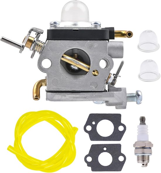 Geschikt voor 122 Carburateur met bougie brandstofleiding voor Husqvarna 122C 122LDX 122LK 22cc 574386701 581734301 Trimmer brandstoffilter primerbol pakking van Merkloos	