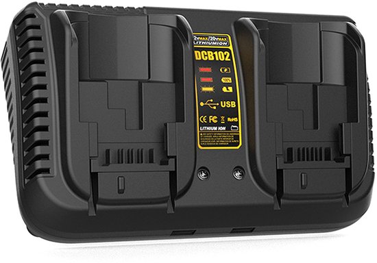 Geschikt voor 18V accu DCB184 DCB200 DCB182 DCB180 DCB181 DCB182 en dual port lader DCB102 voor Dewalt lader DCB105 DCB108 DCB118 DCB132 van Merkloos	