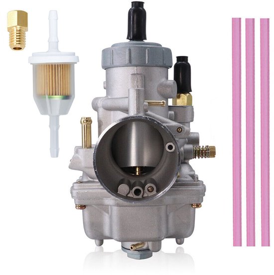 Geschikt voor 34mm PWK Motorfiets Carburateur voor Keihin Honda Yamaha Suzuki Kawasaki KTM gy6 125cc 150cc 170cc 200cc 250cc 300cc 2T 4T Chroom van Merkloos	