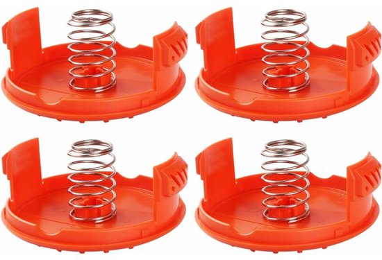 Geschikt voor 4-pack spoelkappen + 4 vervangende veeronderdelen compatibel met BLACK+DECKER RC-100-P grastrimmers van Oregon