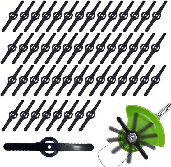 Geschikt voor 50 stuks grasmaaiermessen, bosmaaiermessen, grasmaaierkantenmessen, kunststof grasmaaiervervangmessen, messen voor tuin en gazon, grastrimmer van Merkloos	