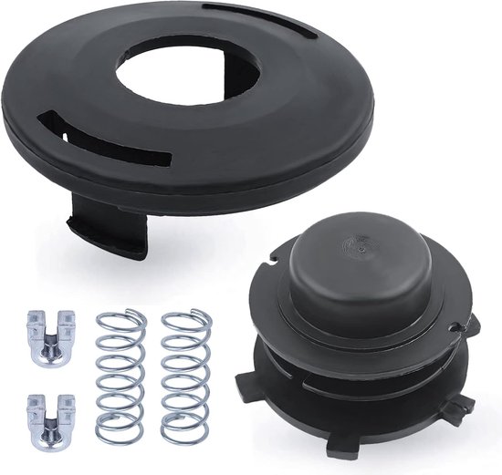 Geschikt voor 6-delige vervangende bosmaaierdraadset, kopspoel en beschermkap voor STIHL FS80 FS83 FS85 FS100 FS110 FS120 FS130 FS200 met veerbelaste draadtoevoeroog van Merkloos	