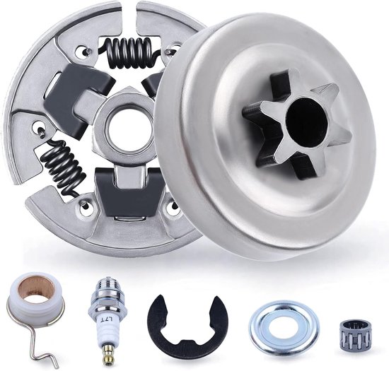 Geschikt voor 7-delige kettingzaagset met 3/8 tandwiel en koppelingstrommel voor Stihl 017 018 021 023 MS170 MS180 MS210 MS230 MS250 Vervangende onderdelen met naaldlagerring, E-clip en wormwiel voor 1123 640 2003 1123 640 2073 van Chanseon