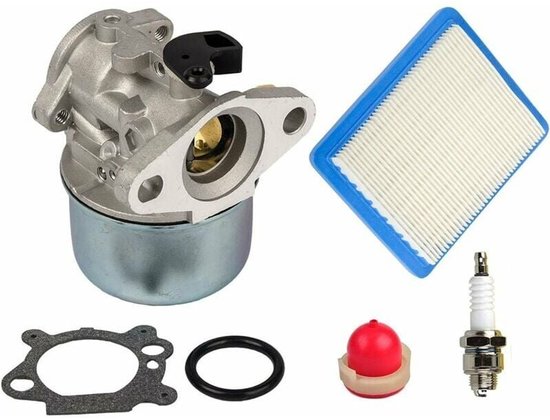 Geschikt voor 799868 Carburateurset met primerbol en luchtfilter 491588 Past op Briggs & Stratton 4-7 pk motoren 498170,497586,497314 van Hicello