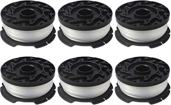 Geschikt voor AF-100 fijn snoer grastrimmer spoel, geschikt voor Black and Decker GH600 GH900 LST201 LSTE525 BESTA510 30 voet (ongeveer 9 meter) extra draad, grastrimmer accessoire spoelen 6 stuks