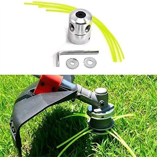 Geschikt voor Aluminium grastrimmerkop Universele vervangende maaikop Grastrimmer Onkruidkoord met 4 trimmerdraden 1 sleutel 2 ringen montage van Splaks