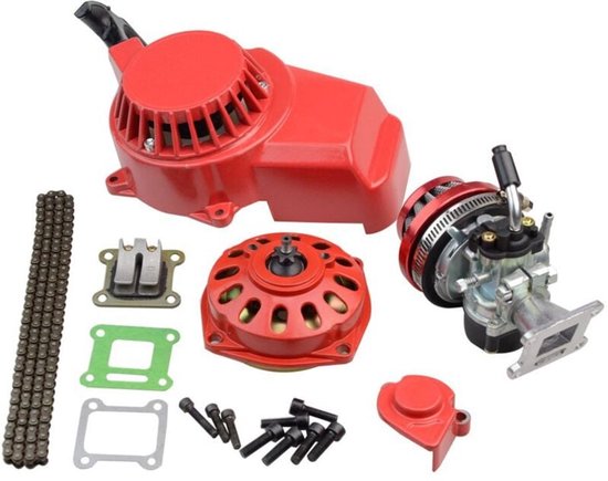 Geschikt voor Aluminium startmotor, kickstarterpedalen, luchtfilter, carburateur, koppeling, 6T-versnelling, ketting, cilinderkit, 47cc 49cc 2-taktmotor van Merkloos	
