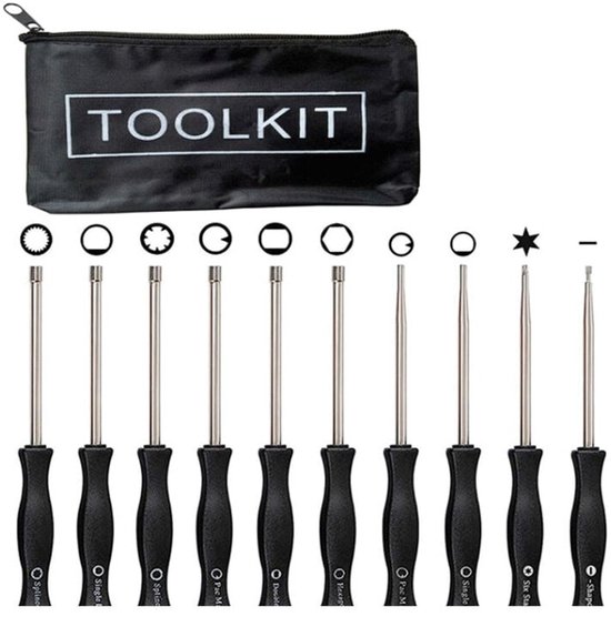 Geschikt voor Carburateur afstelgereedschapsset met gereedschapstas inclusief 10 afstelschroevendraaiers van Nachtegaal