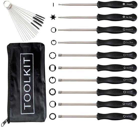 Geschikt voor Carburateur afstelschroevendraaier (10 stuks) met borstel - Universele carburateur afstelgereedschapsset van VIBENGY