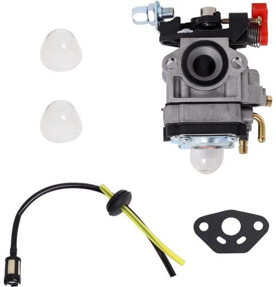 Geschikt voor Carburateur compatibel met Walbro Type WYJ 26cc-33cc bosmaaiers en grasmaaiers met primerpomp-afstandsstuk. Vervanging van de brandstofleiding door Poweka. van Merkloos	