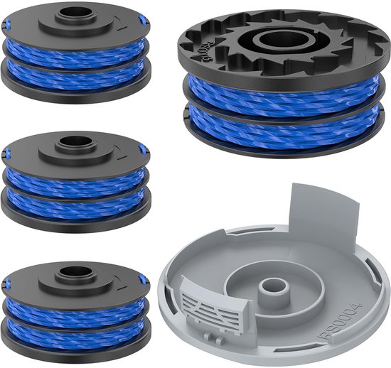 Geschikt voor Draadspoelen, compatibel met Ryobi RLT4027, RLT5027 en RLT6030, uitwisselbaar met originele RAC123. (4 reserve garenklossen + 1 klosdeksel) van Merkloos	