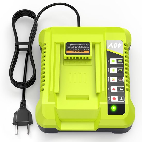 Geschikt voor Enkelvoudige batterijlader voor Ryobi OP401, 40V vervangende Li-ION & NI-Cad NI-MH 12V-18V lader, compatibel met OP4015 OP4026 OP4040 OP4050, 40 Volt Ryobi batterijlader (EU) van Merkloos	
