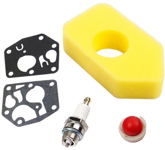 Geschikt voor Luchtfilter 698369 4216 met carburateurmembraanpakking 495770 Primerbol 694394 Bougie past op Briggs & Stratton 3,5-4,5 pk Classic Sprint Quattro-motor van Rantoloys