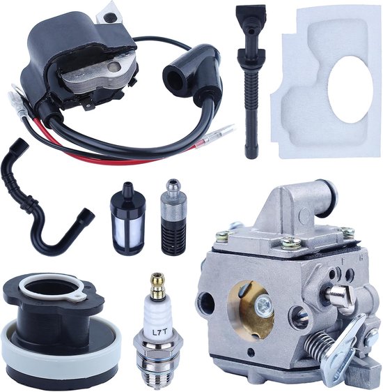 Geschikt voor MS180 Carburateur voor Stihl MS170 MS180 017 018 Kettingzaag Bougie + Brandstoffilter + Olieleiding + Oliefilter + Luchtfilter + Bobine Vervang C1Q-S57 C1Q-S57A C1Q-S57B 1130 120 0603 van Merkloos	