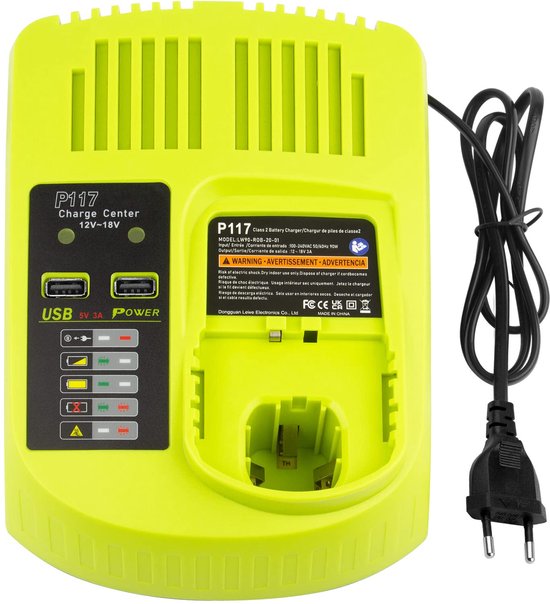 Geschikt voor P117 Dual Port batterijlader voor RB12V-18V One Plus, Li-ION NI-CD NI-MH voor RB BPL-1815 P102 P103 P104 P105 P106 P107 P108 P109 P122 van RYOBI