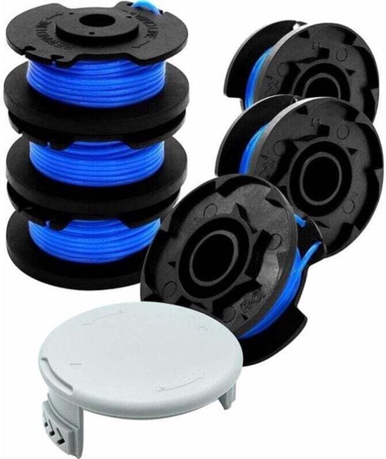 Geschikt voor Trimmerlijnspoel voor Ryobi One+ 18V, 24V en 40V trimmers, 6 bosmaaierlijnspoelen met 1 spoelkap, lengte 3,35 m, diameter 1,65 mm