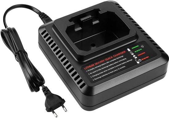Geschikt voor Vervangende lader LCS36/BDC2A36 voor Black & Decker 36V-lader, compatibel met Black & Decker 36V/40V-accu BL20362 LBX2040 LBX36 LBXR36 LBXR2036 van Powerymax