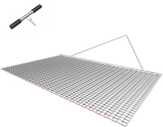 Getrokken Eg 1830x914 mm, Weide-Eg en Akker-Eg van Gegalvaniseerd Staal met Sleepketting, Geschikt voor ATV's, UTV's en Tractoren Om Grindwegen, Paden en Velden Te Egaliseren
