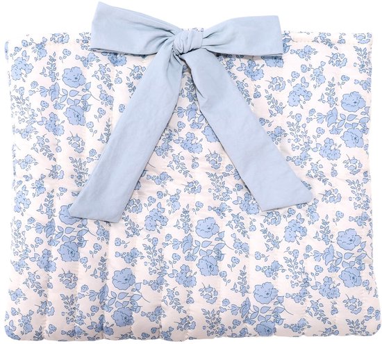 Gevoerde Bijbelhoes met strik, 32x27cm Polyester Blauw Bloemenpatroon Bijbelboekhoes Draagtas Beschermhoes voor Vrouwen en Meisjes Christelijke Cadeaus van Merkloos	