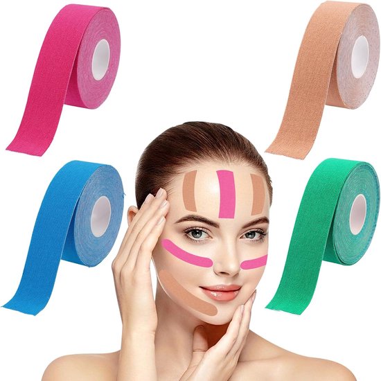 Gezichtstape voor het liften - 4 stuks gezichtstape tegen rimpels - anti-rimpel voor versteviging en dubbele kin - gezichtshuid verbeteren van Merkloos	