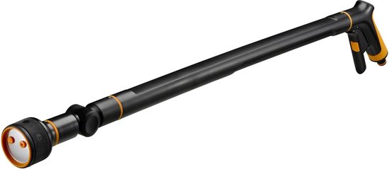 Gietstaaf met 3 functies, draaibare SoftGrip-sproeikop, doorstroomcontrole met voorregelaar, universele maat, lengte: 74 cm, 442 g, zwart/oranje van Fiskars
