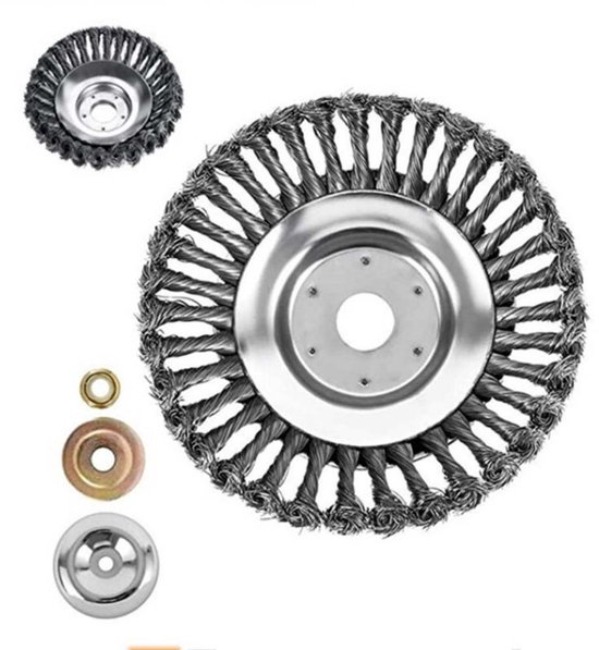 Gigicial Onkruidborstel - Geschikt voor grasmaaiers en trimmers, universele openingen van 25,4 mm en 20 mm - 1 stuk - Geschikt voor terrassen en trottoirs (Zilver) van Merkloos	
