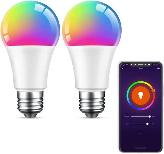 Gigicial Slimme Lamp - Kleurveranderende Gloeilamp - Bluetooth & Spraakactivering - 8 Scènemodi + Groepsbediening - 2 Stuks - Woonkamer/Keuken/Slaapkamer + Kleur van Gigicial