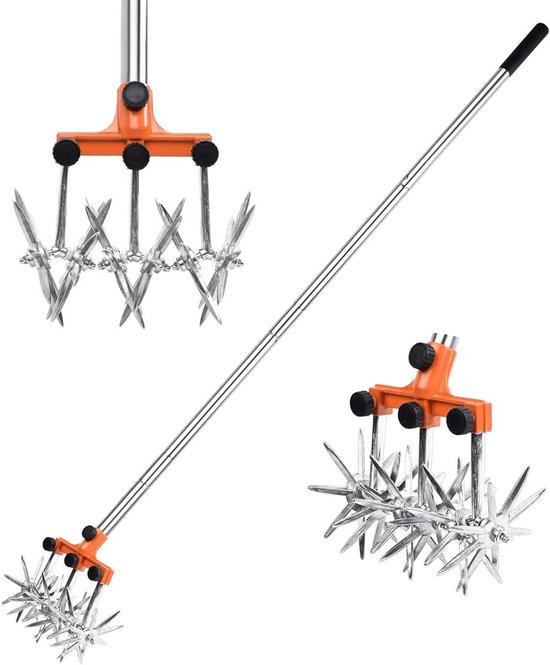 Gigicial Tuinfrees - 2-in-1 roterende en duwfrees voor grondbewerking en gazon - 1 Verpakking - Zilver van Merkloos	
