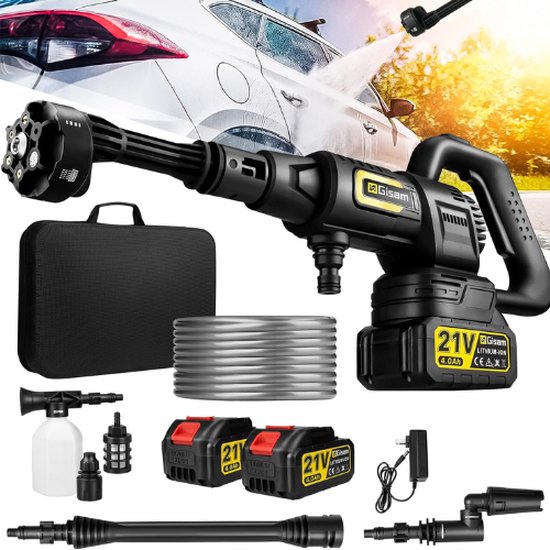 Gisam® Draadloze Hogedrukreiniger (Inclusief 2x Accu) - Hogedrukreiniger Accu - Hogedrukreinigers - Hogedrukspuit - Accu Hogedrukreiniger - Draagbare Hogedrukreiniger van Gisam®