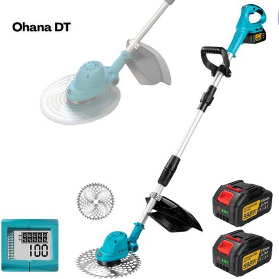 Gisam - Grastrimmer Elektrisch - Grastrimmers Met Accu - Inclusief 2 Accu's Makita Compatible - Multihoek Snijkop - Inklapbaar van Gisam®