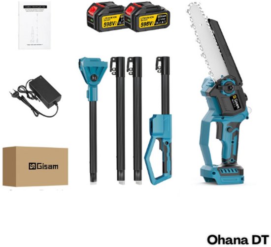 Gisam - Telescopische Takkenzaag - Telescopische Kettingzaag - 4500W - 47000TPM - Max 240CM - Inclusief 2 Accu's Makita 18V Compatible van Gisam®