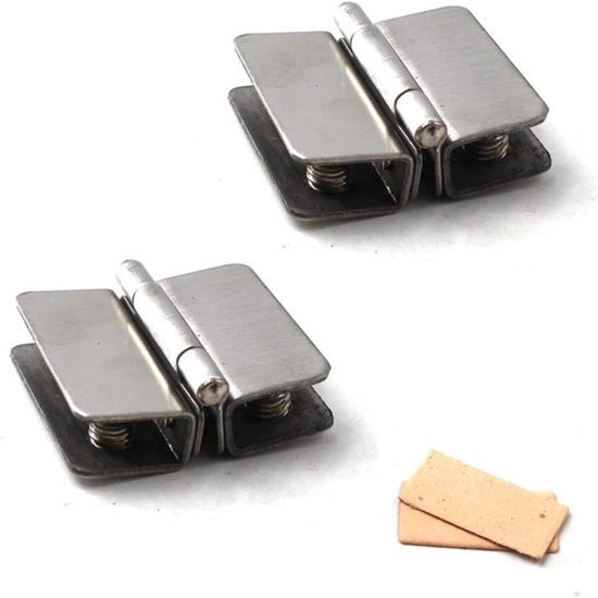 Glaskast scharnieren - roestvrij staal - deurklem voor douchedeur, geleverd met schroeven, geschikt voor glasdikte 5-8 mm (verpakking van 2)