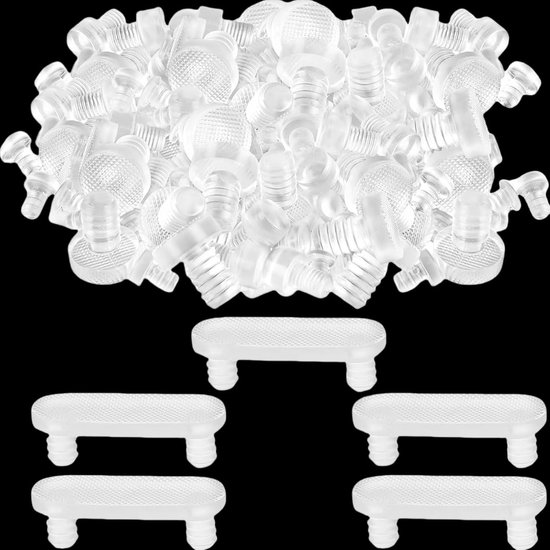 Glasplaat bumpers 105 stuks - transparante rubberen aanslagdempers - rubberen blokken voor glazen tafelbladen - 6 maten meubelbuffer - rubberen noppen voor glasplaten - top tafel bumpers van Merkloos	