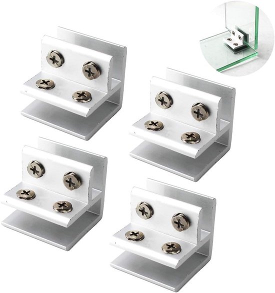 Glass Clamp Aluminum Alloy Glass Support Bracket Fit for 8-10mm Glass Thickness Bowl with Screws (Pack of 4) van Antrader