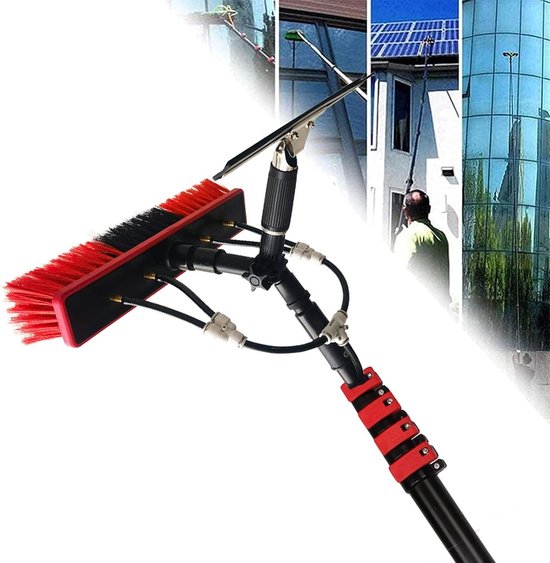 Glazenwassen Paal - Raamwisser Telescoop - Hoge Ramen Schoonmaken - Verstelbare Hoekborstel - 6 Meter - Helder