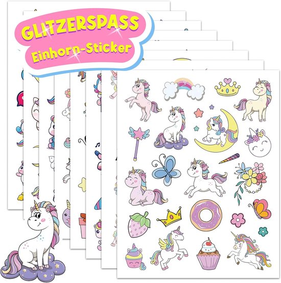 Glitterstickers - eenhoorn - meer dan 160 stuks - cadeau voor meisjes - eerste schooldag - vulling van schoolzakjes van Baker Ross
