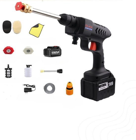 Globe Goods® - Draadloze Hogedrukreiniger - Hogedruk Spuitpistool - Hogedrukreiniger - Hogedrukreinigers - Autowassen - Hogedrukreiniger Auto - Hogedrukspuit - Elektrische Hogedruk Spuit - Tuin, Auto En Huis - 60 Bar - Zwart van Globe Goods®