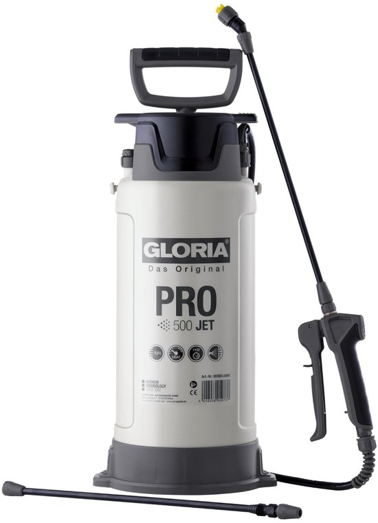 GLORIA Drukspuit PRO 500 JET | Sproeiapparaat voor het aanbrengen van oplosmiddelvrije media en oliën | 5 liter inhoud van Merkloos	