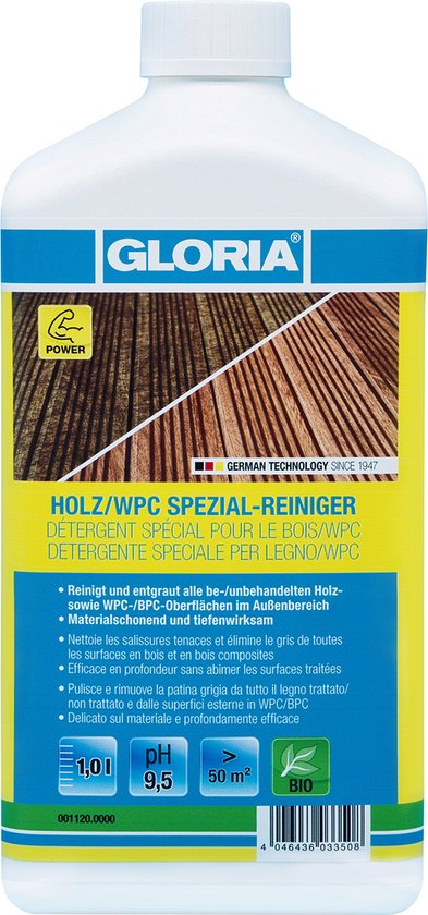 Gloria Garten - Hout & WPC Reiniger concentraat - Voor meer dan 50m2 - reinigt & ontvet - 1L van Gloria