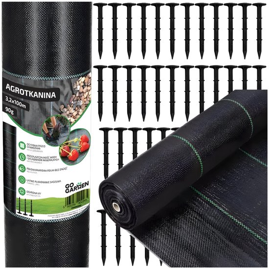 GoGarden - Agrotkan I0001 Serie - Anti-Onkruid Doek - 3.2x100m - 90g - UV-bescherming