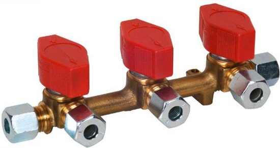 GOK Gasdistributieblok 3-Weg 8-8mm van GOK