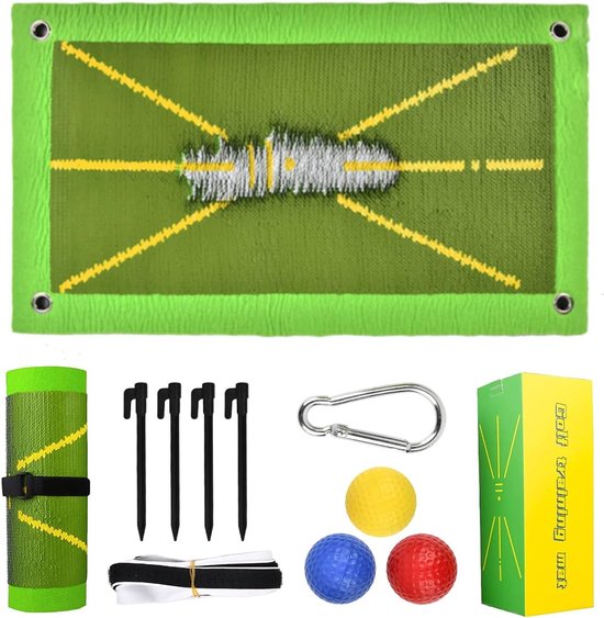 Golf Training Mat voor Swing Detectie - Set van 10 Stukken - Oefenpad met Divot en Strike Tools - Putting Hulp - Wintermat 47 x 25.7 van Merkloos	