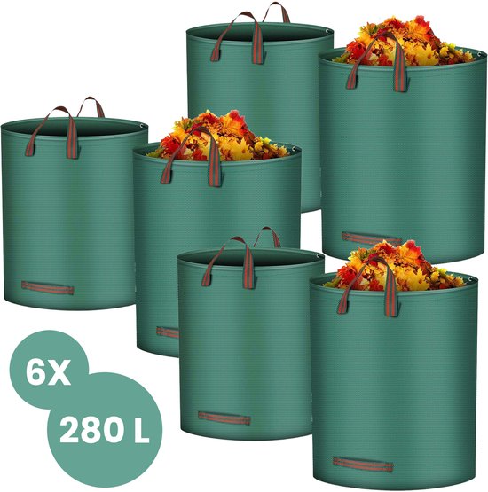 Goliving Tuinafvalzak - Set van 6 - 6x 280 liter - Tuinafvalzakken opvouwbaar - Tuinzak - Tuinafvalemmer - Groen van Merkloos	