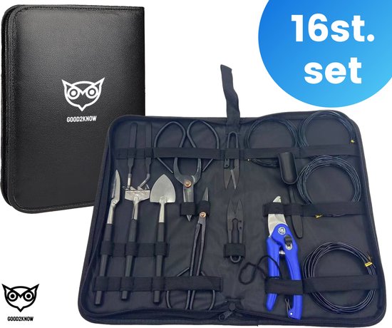 Good2know Bonsai Gereedschap Set – 16 delig – Bonsai Starters kit – Bonsai boompje verzorgingskit - Basisset tuingereedschap - Bonsai Schaar van Good2know