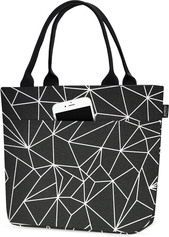 Goodivery ® Koeltas, klein, licht, isolatietas, opvouwbaar, lunchtas, thermoshopper voor werk, school, M, 10 l, zwart van Goodivery