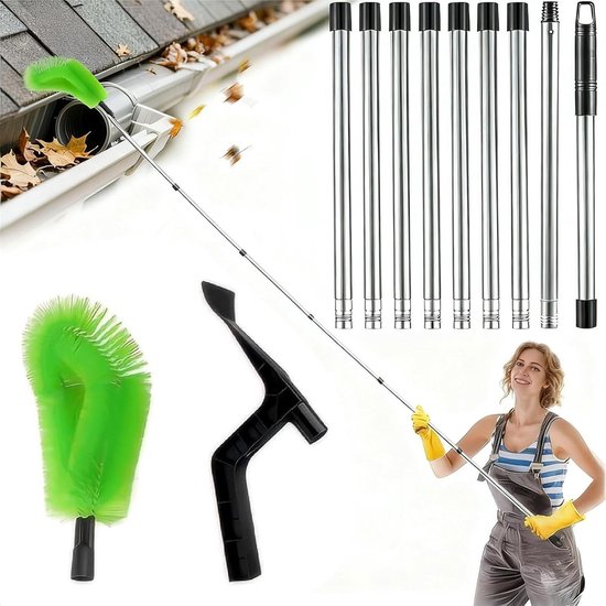 Gootreiniger Telescoop - Dakgoot Schoonmaak - Huis Onderhoud - Verstelbare Lengte - 390 cm - Grijs
