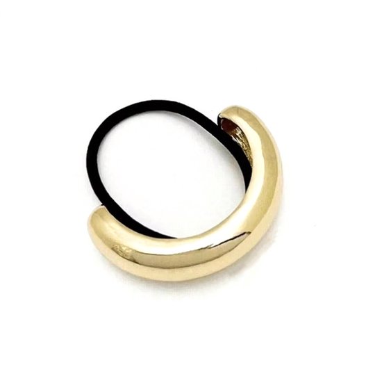 Gouden Halve Ronde Metalen Haarring | Duurzame Metalen Haartouw zonder Haarbeschadiging | Premium Koude Stijl Accessoire voor Vrouwen van Merkloos	