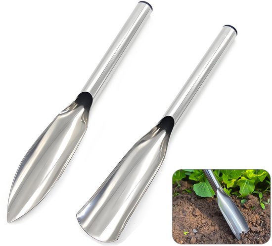Graaf- en Potschep - Handgereedschap voor Planten & Tuinieren - Roestvrijstalen Tuinschep - Grondzeef & Transportset-Belle's product van Merkloos	